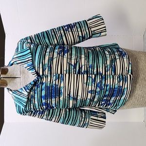 Fun turquoise & royal blue print short jacket 10P